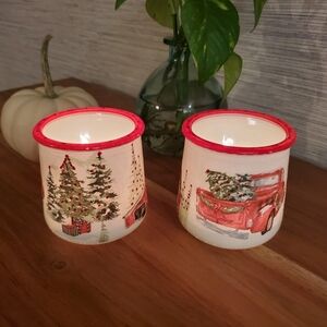 Oui Jar Seasonal Christmas Candle Votives Holder Cup Trinket Coin Jar
